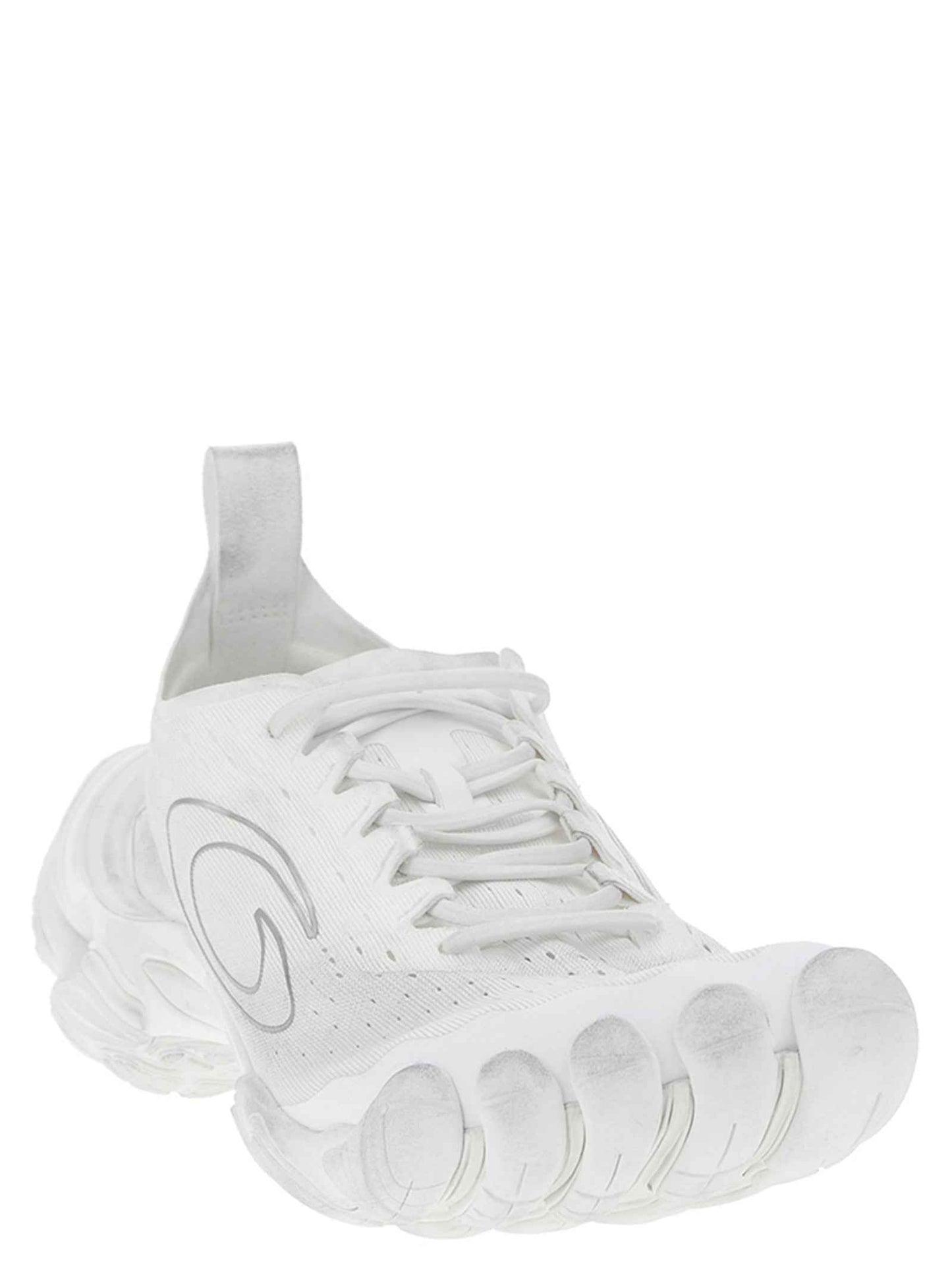 White Polyester Athletic Sneakers