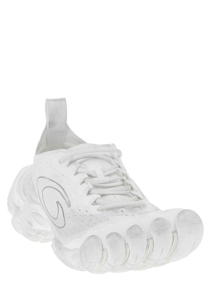 White Polyester Athletic Sneakers