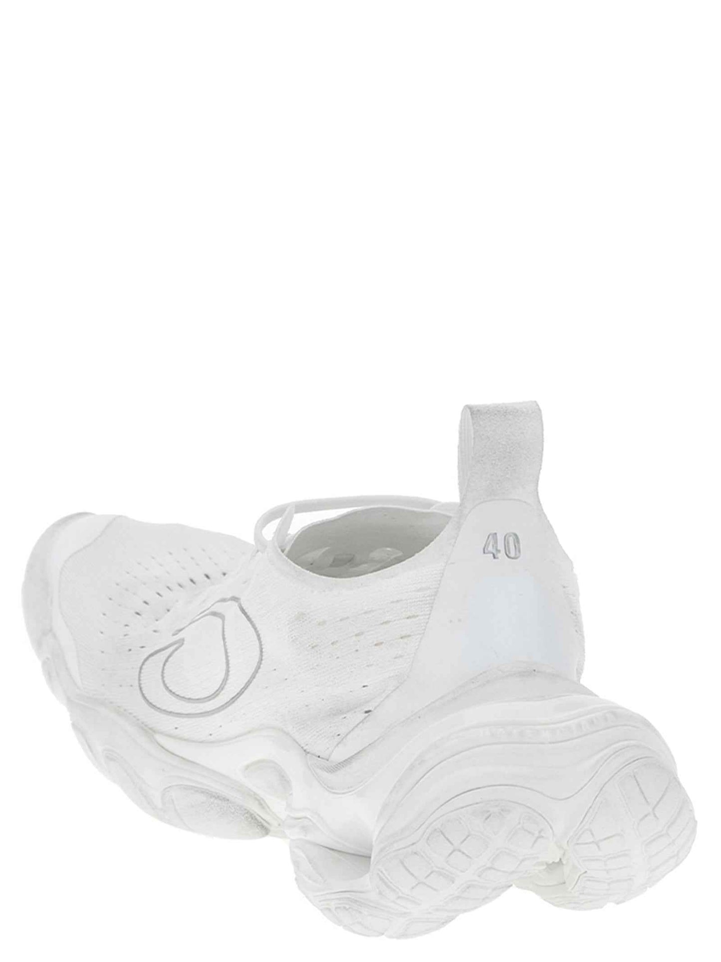 White Polyester Athletic Sneakers