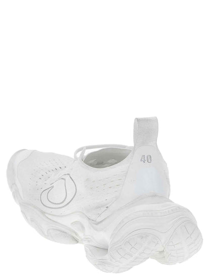 White Polyester Athletic Sneakers