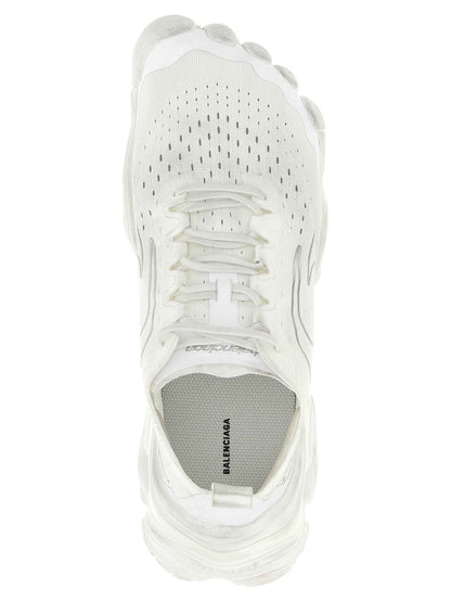 White Polyester Athletic Sneakers