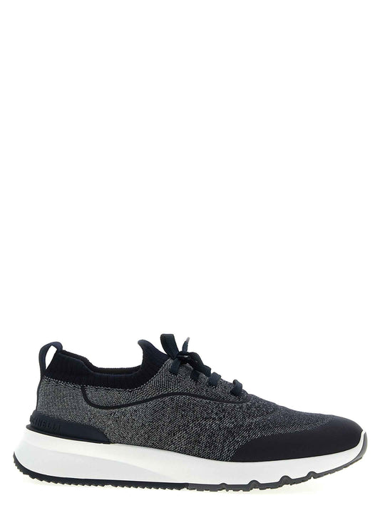 Blue Cotton Athletic Sneakers