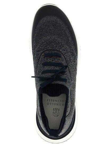 Blue Cotton Athletic Sneakers