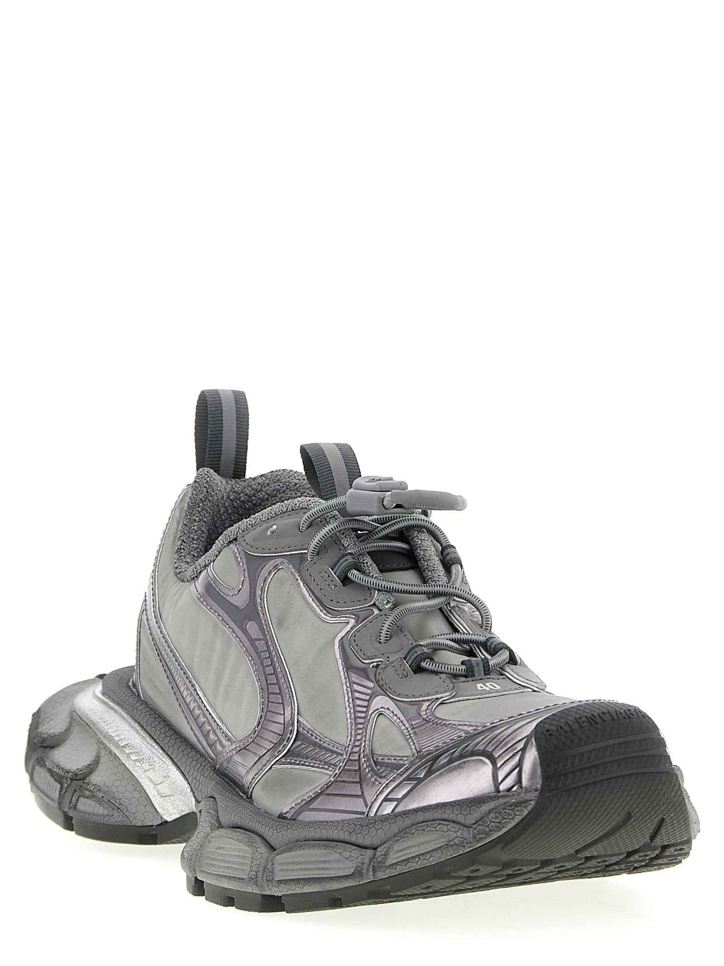 Gray Polyester Athletic Sneakers