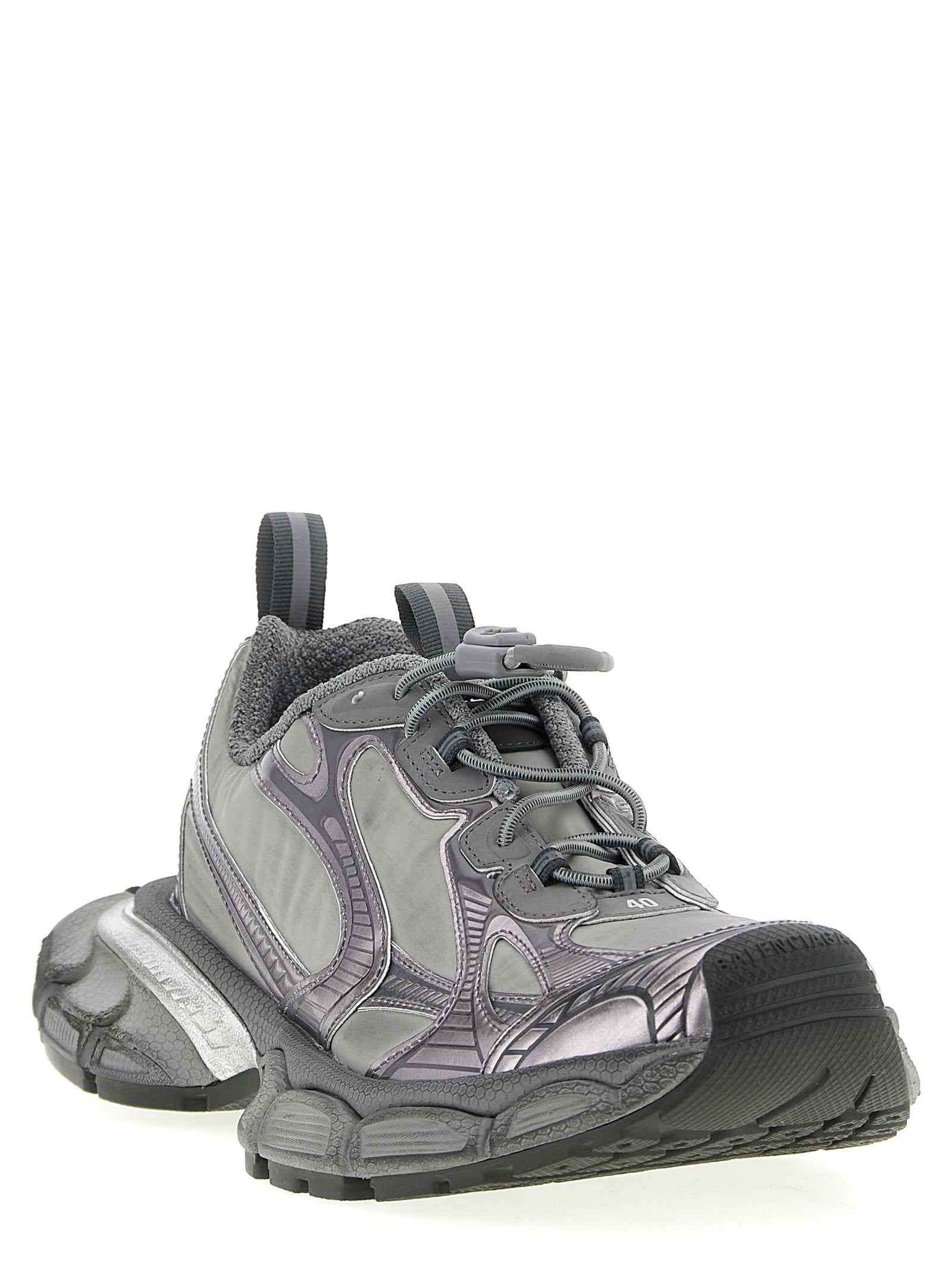 Gray Polyester Athletic Sneakers