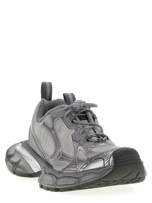 Gray Polyester Athletic Sneakers