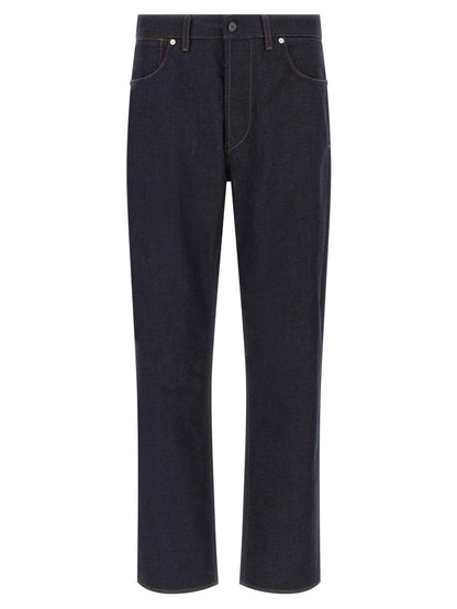 Blue Cotton Straight-Leg Jeans
