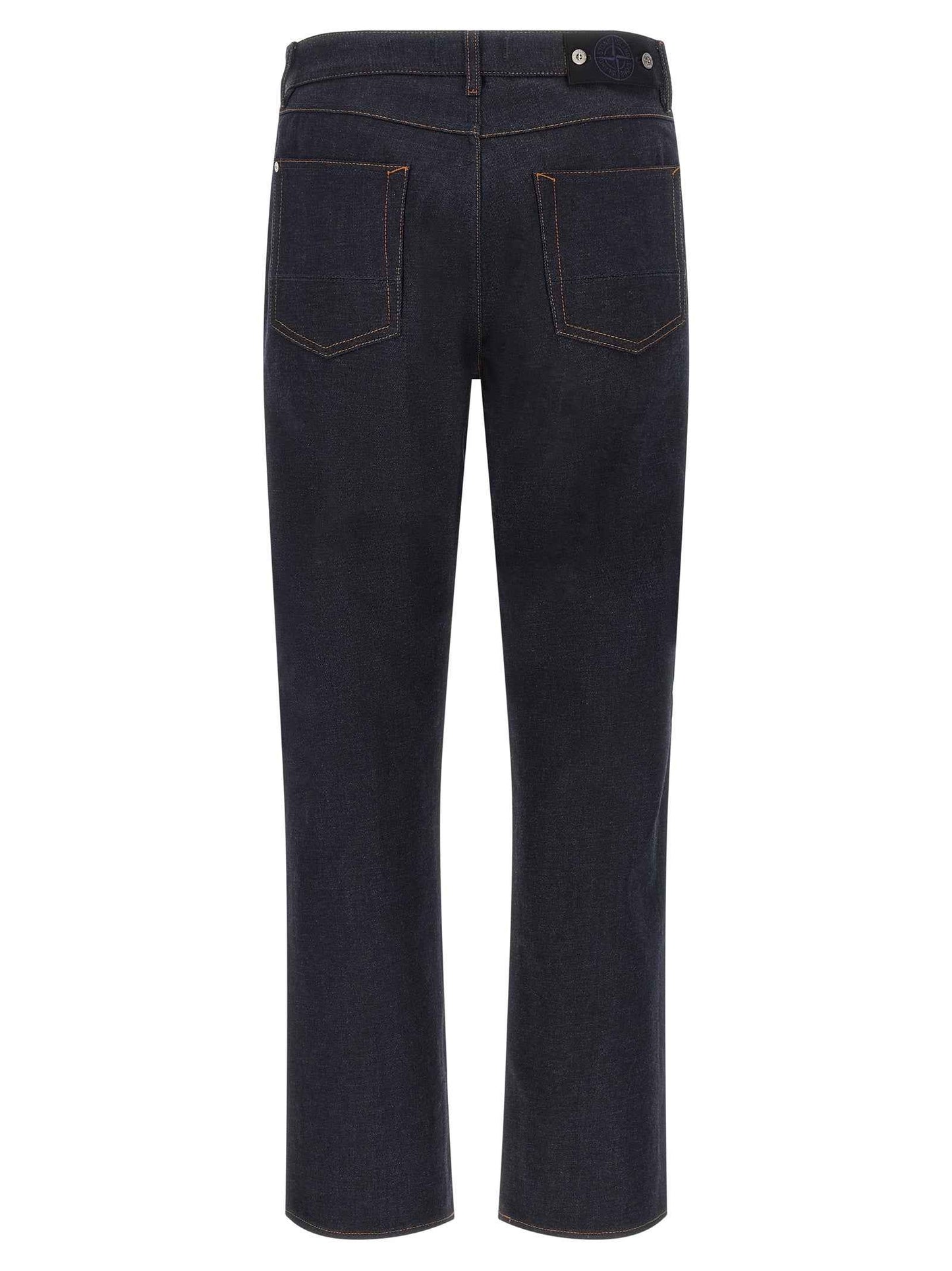 Blue Cotton Straight-Leg Jeans