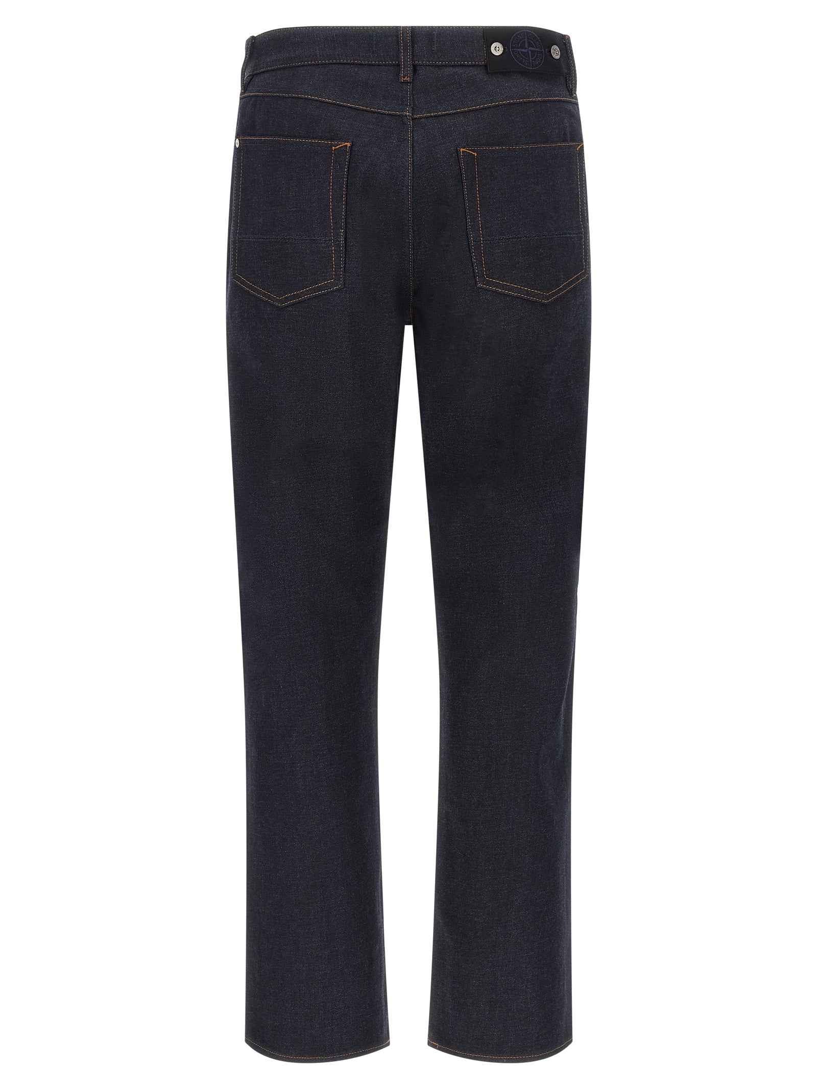 Blue Cotton Straight-Leg Jeans