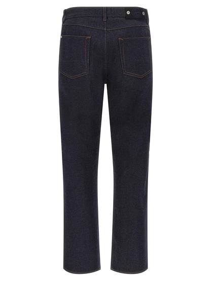 Blue Cotton Straight-Leg Jeans