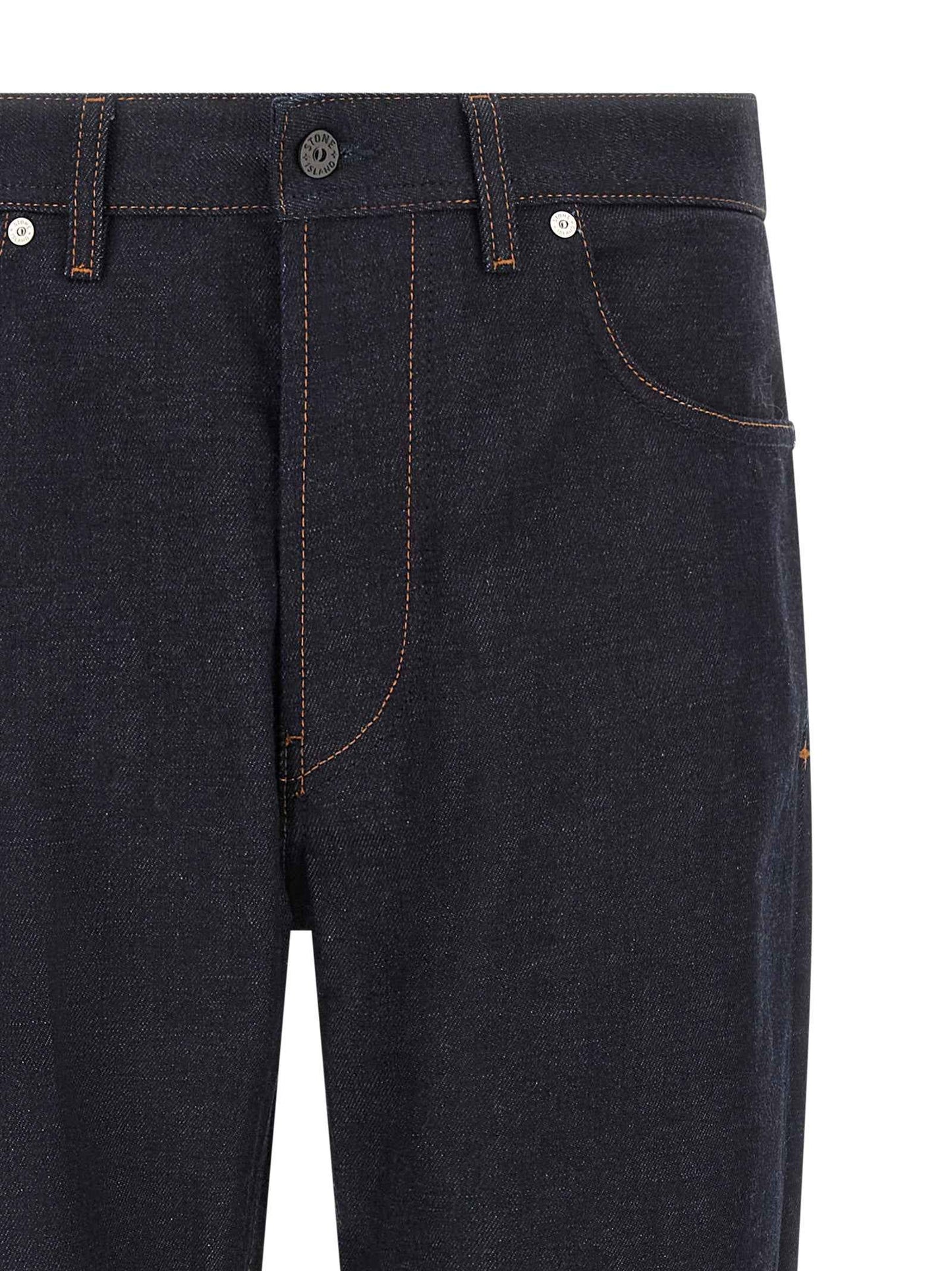 Blue Cotton Straight-Leg Jeans