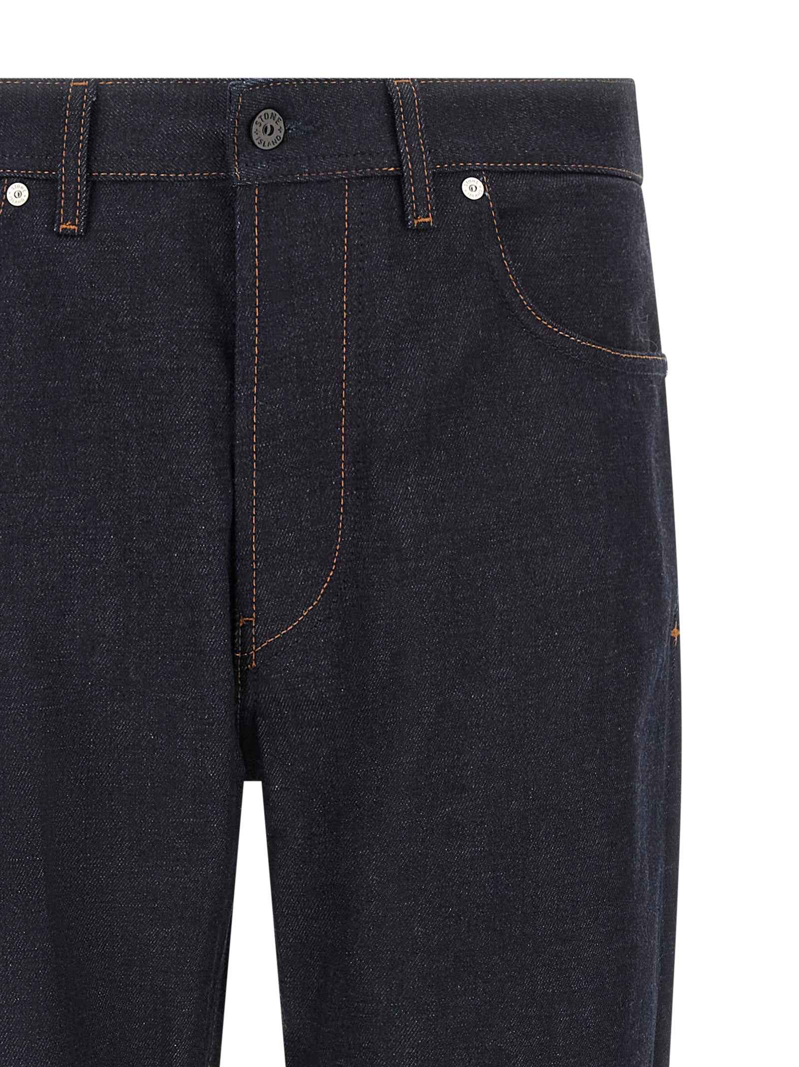 Blue Cotton Straight-Leg Jeans