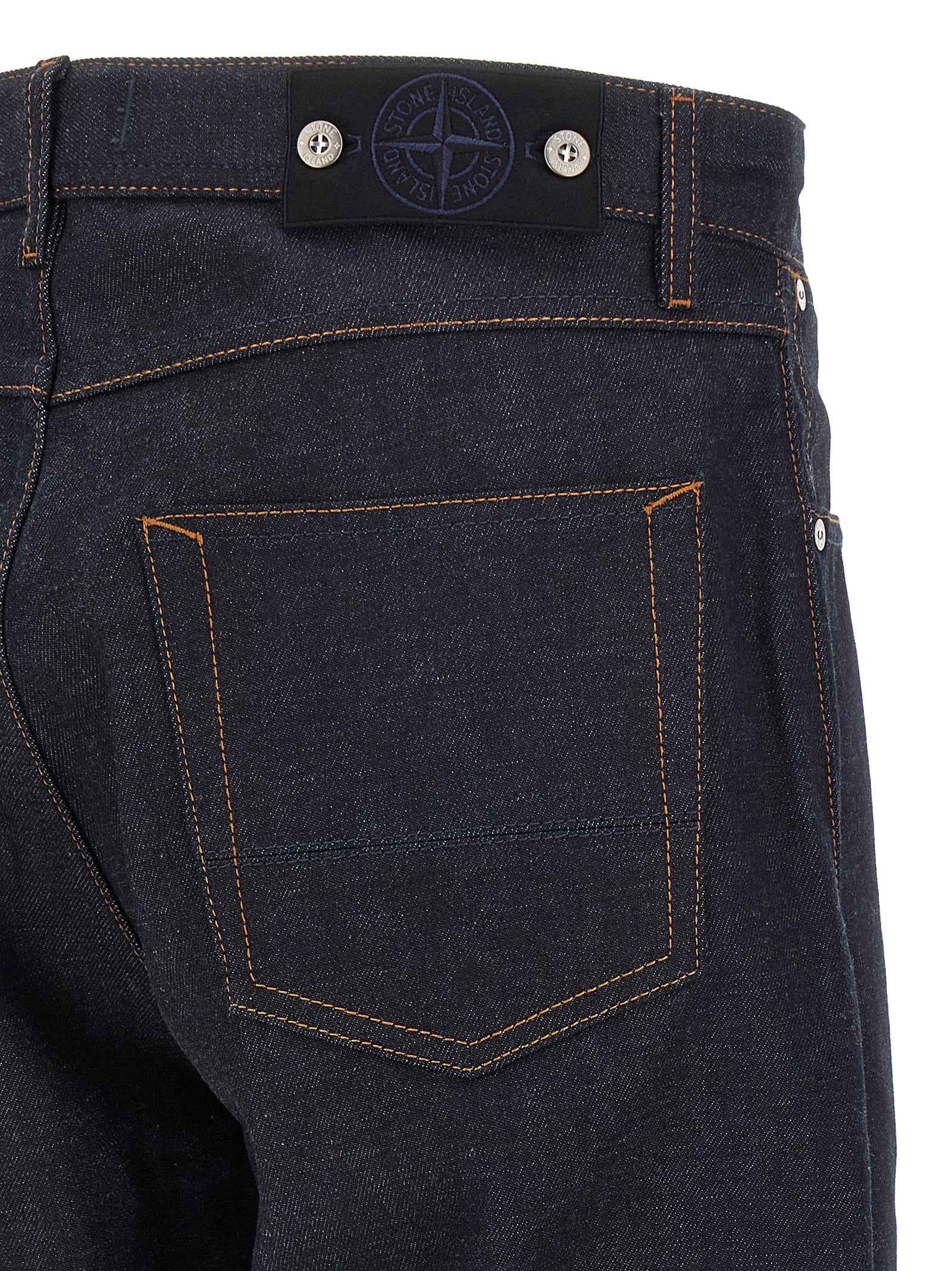 Blue Cotton Straight-Leg Jeans