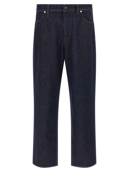 Blue Cotton Straight-Leg Jeans