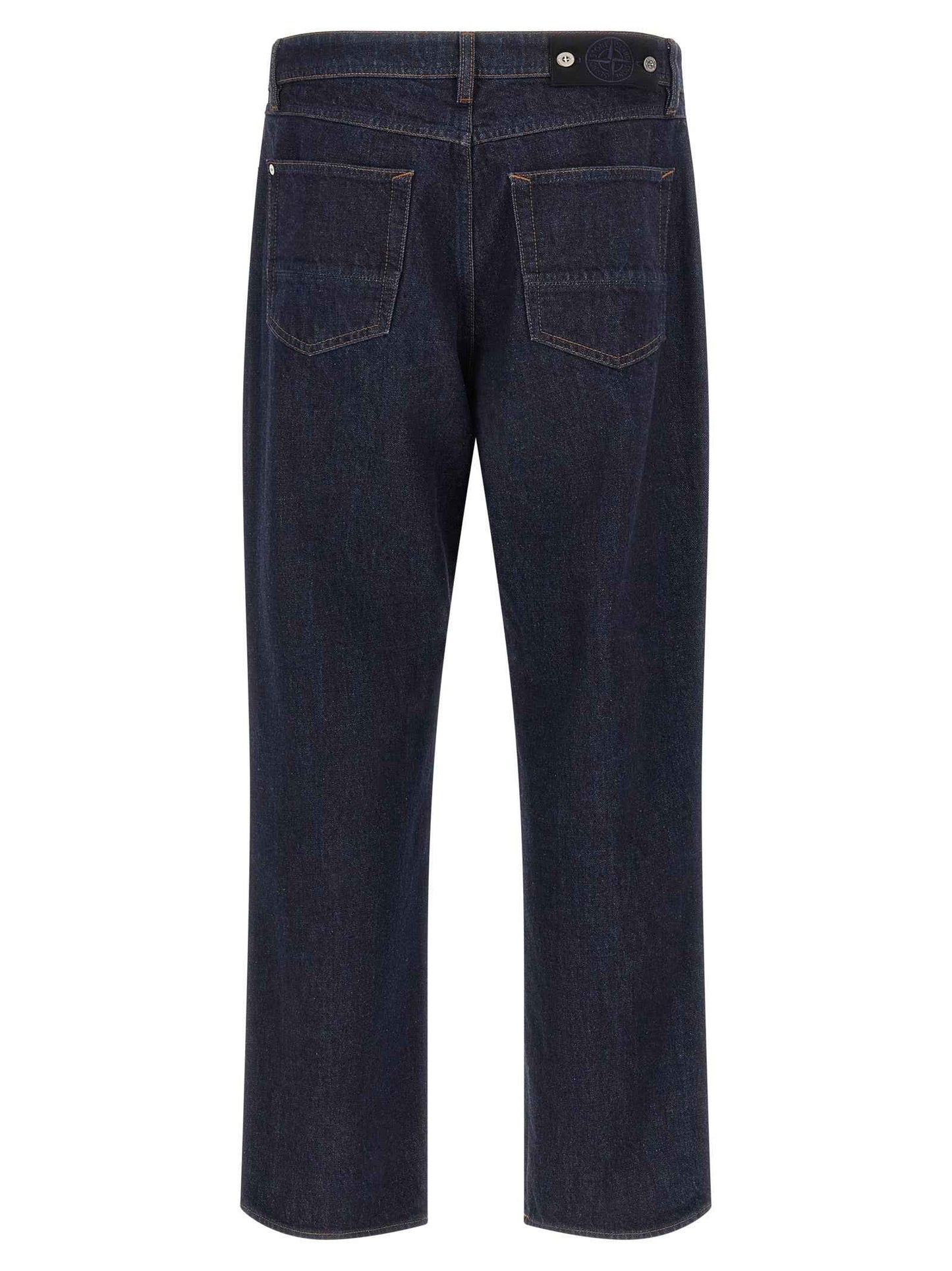 Blue Cotton Straight-Leg Jeans
