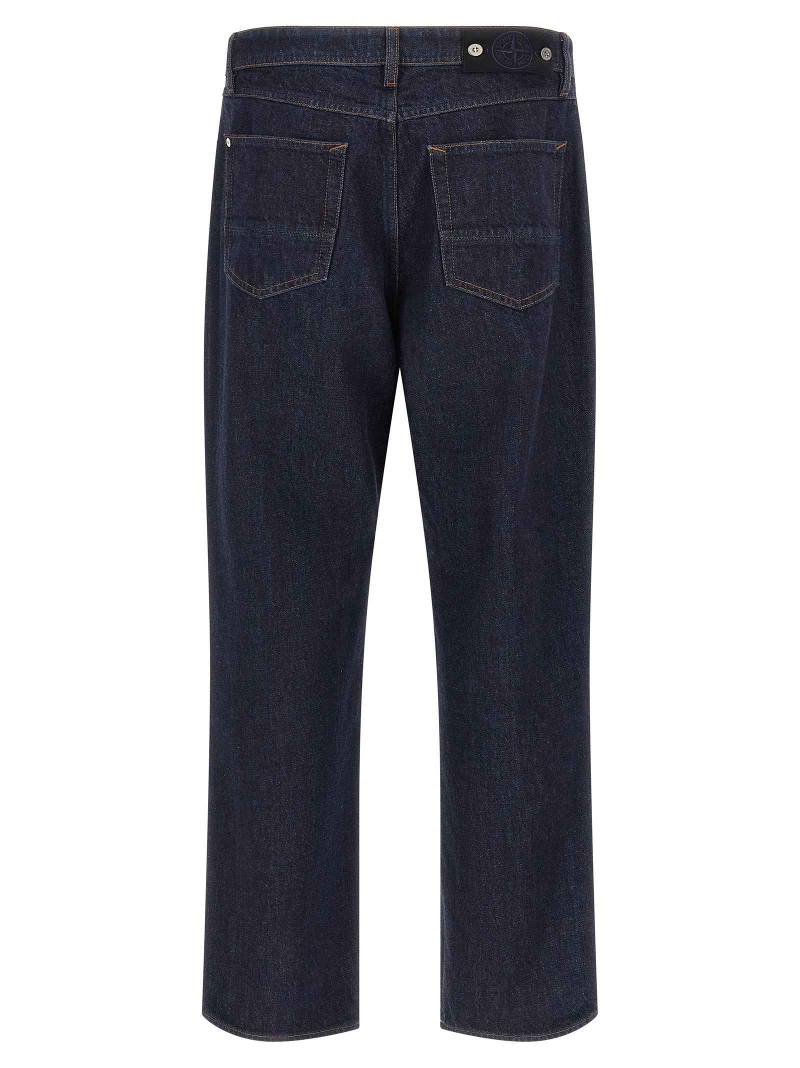 Blue Cotton Straight-Leg Jeans