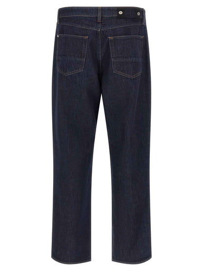 Blue Cotton Straight-Leg Jeans