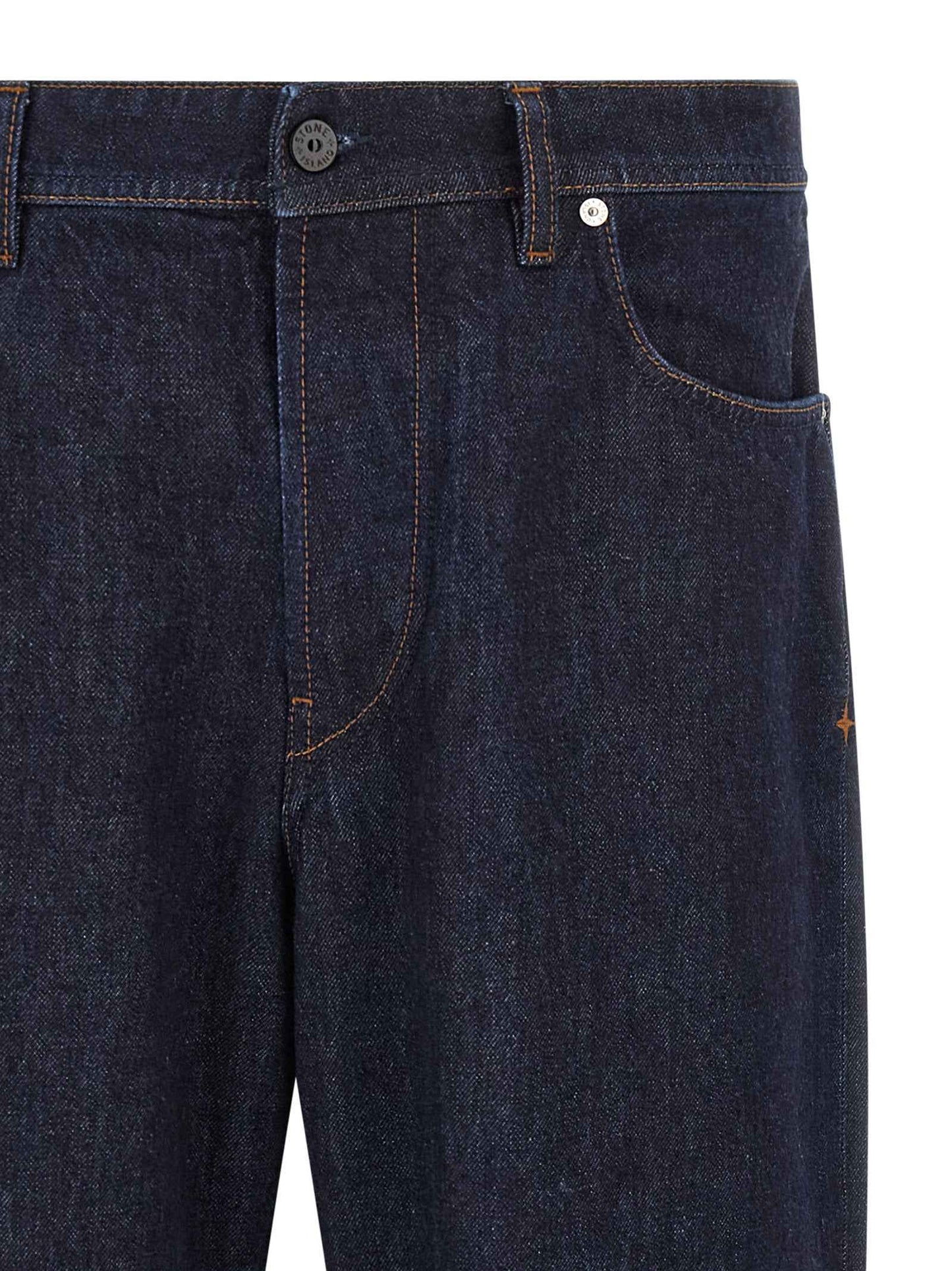 Blue Cotton Straight-Leg Jeans