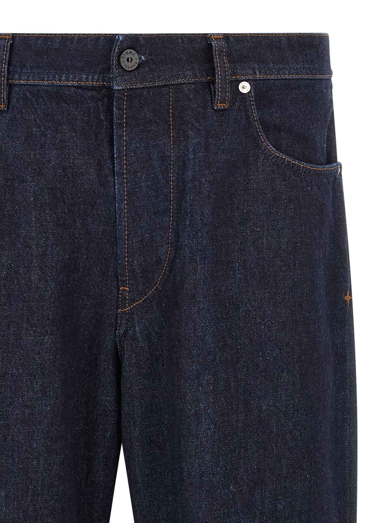 Blue Cotton Straight-Leg Jeans