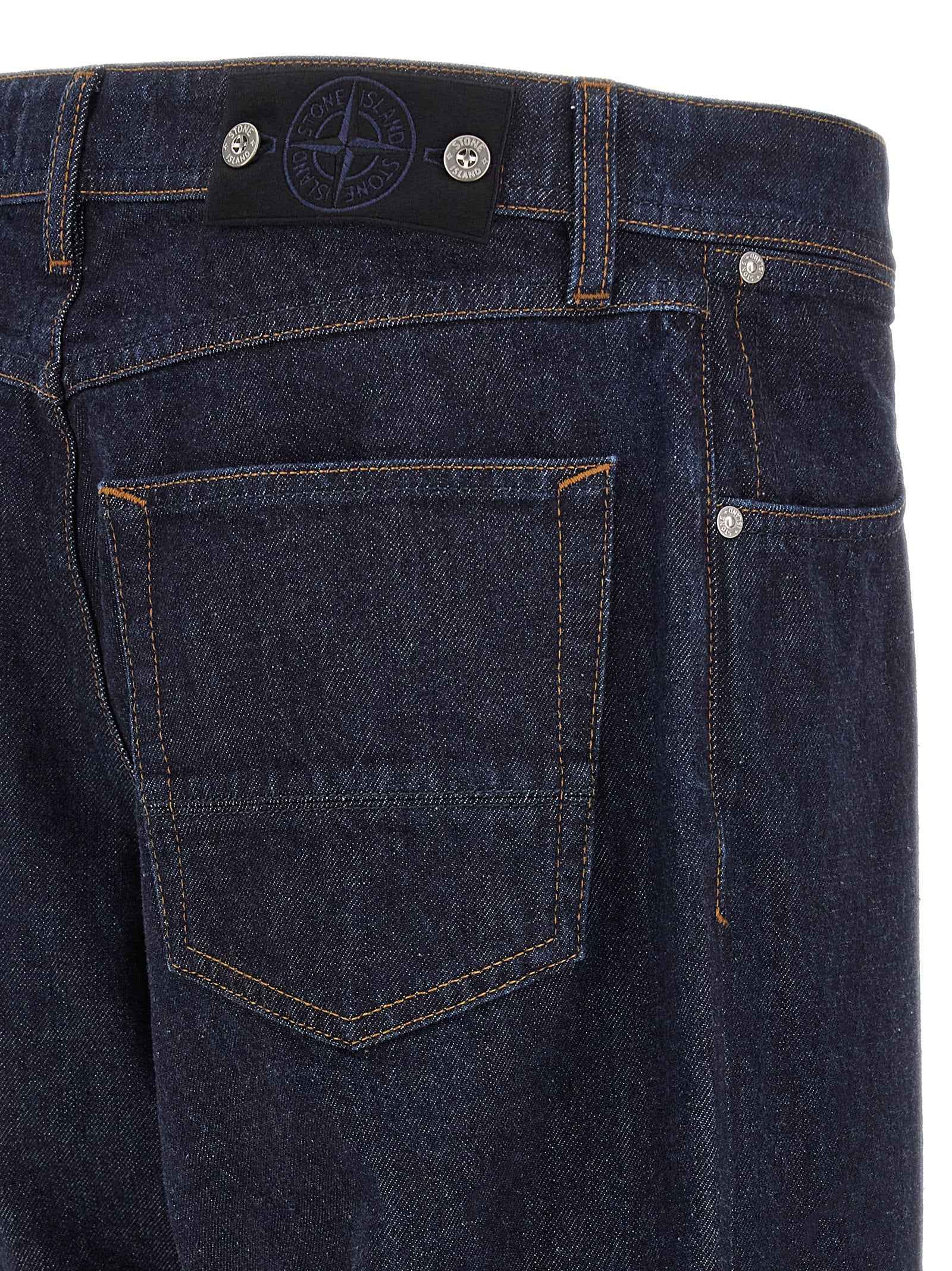 Blue Cotton Straight-Leg Jeans