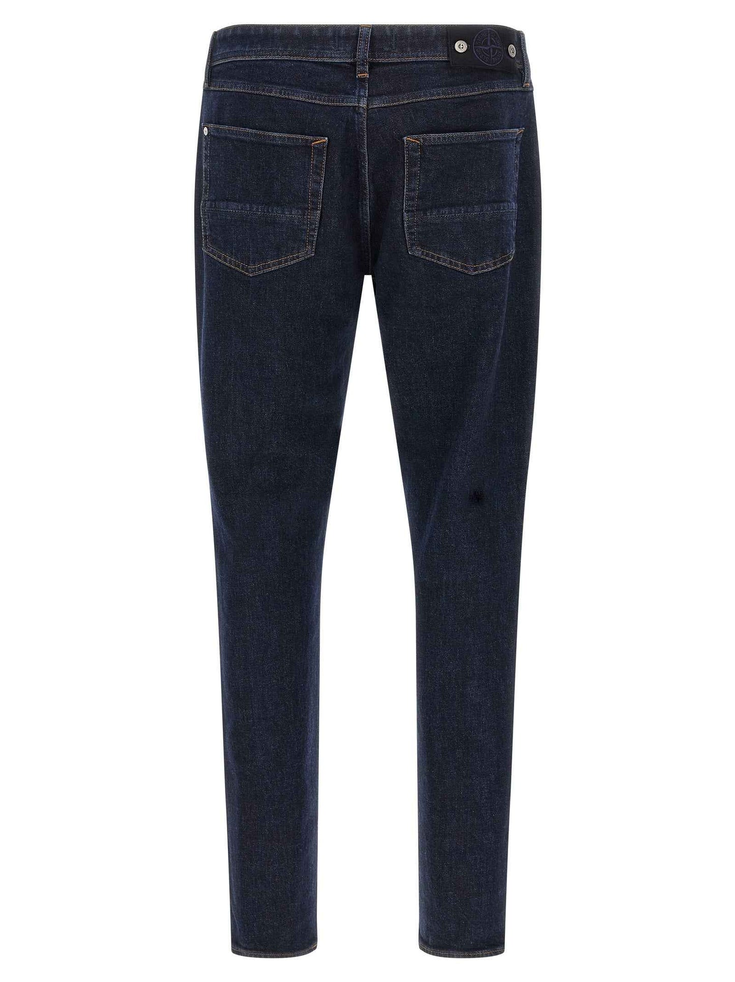 Blue Cotton Straight-Leg Jeans