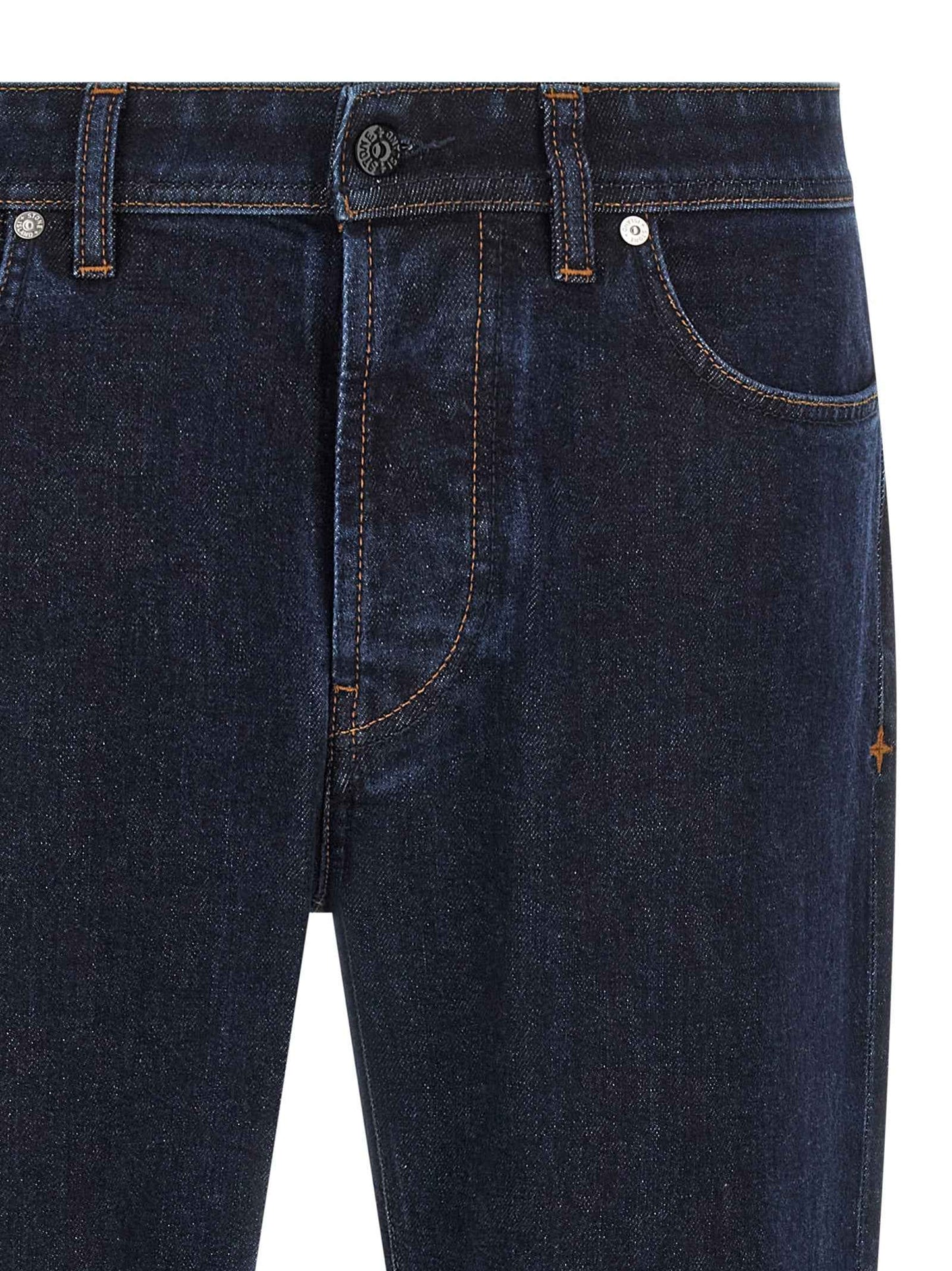 Blue Cotton Straight-Leg Jeans