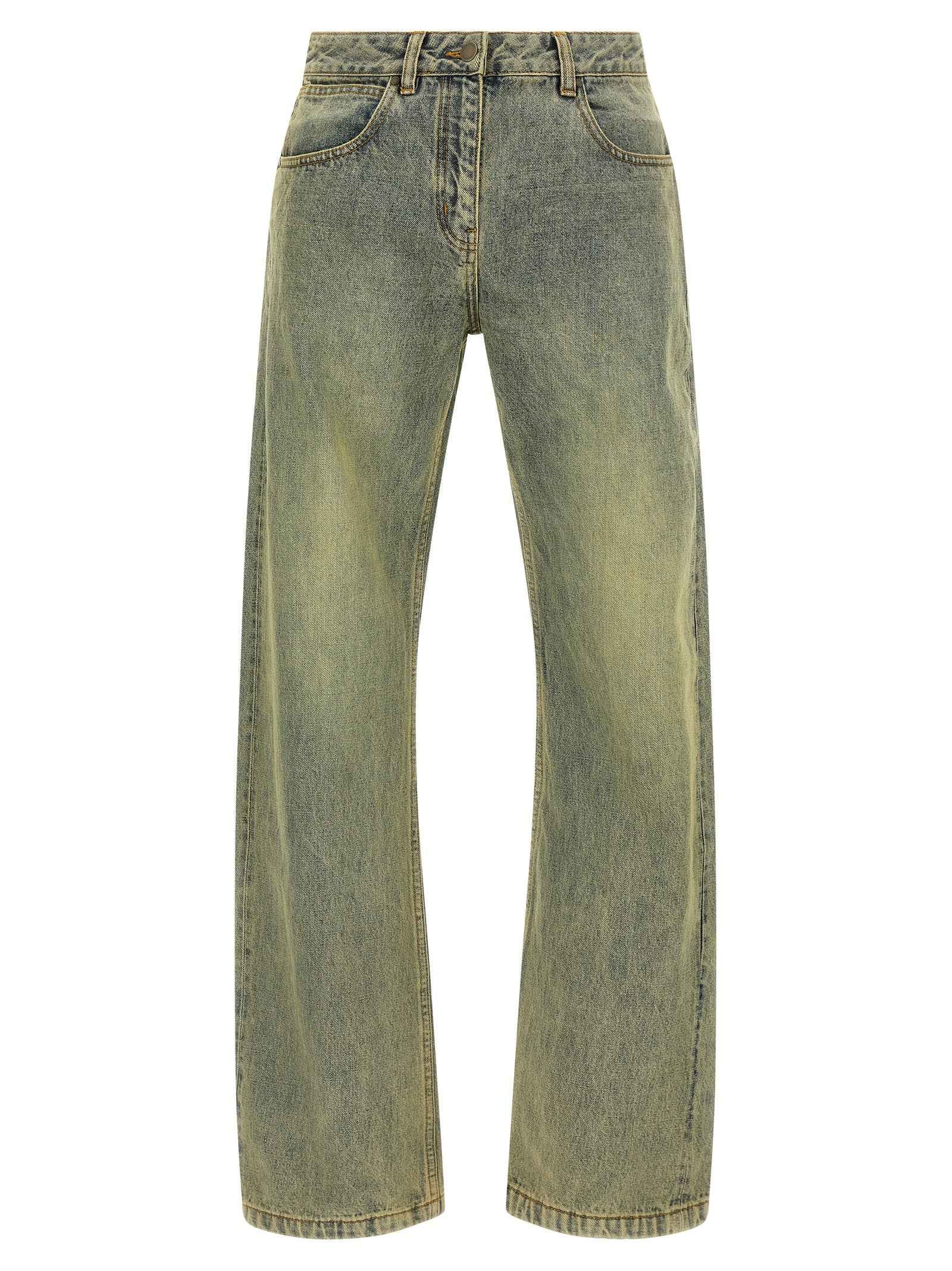 Bicolor Cotton Straight-Leg Jeans