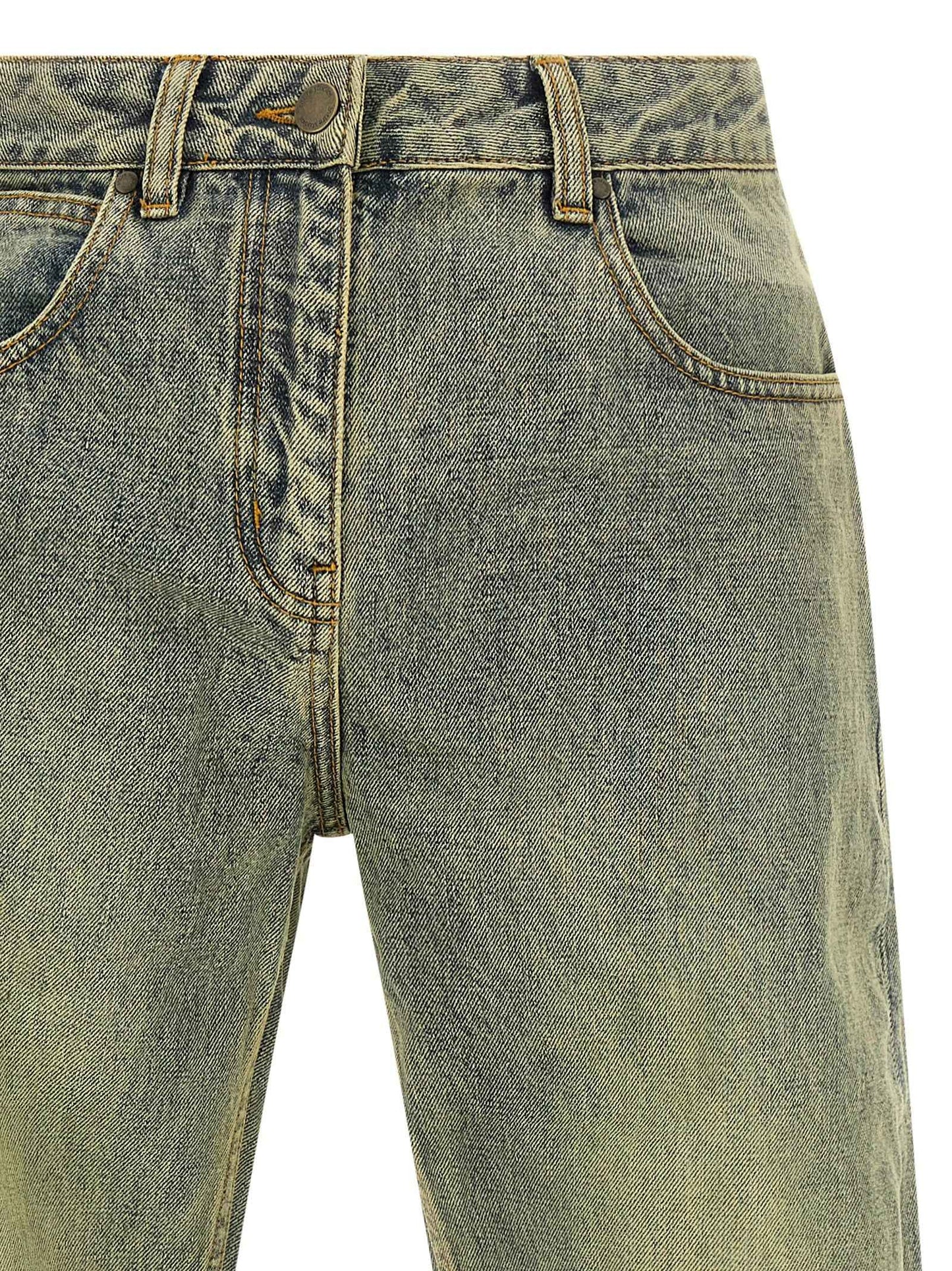 Bicolor Cotton Straight-Leg Jeans