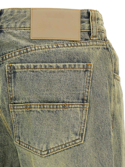 Bicolor Cotton Straight-Leg Jeans
