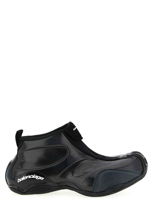 Black Polyester Athletic Sneakers