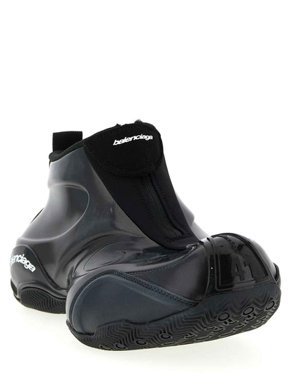 Black Polyester Athletic Sneakers