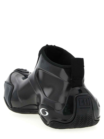 Black Polyester Athletic Sneakers