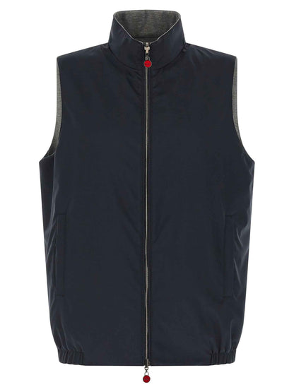Blue Cotton Sleeveless Jacket