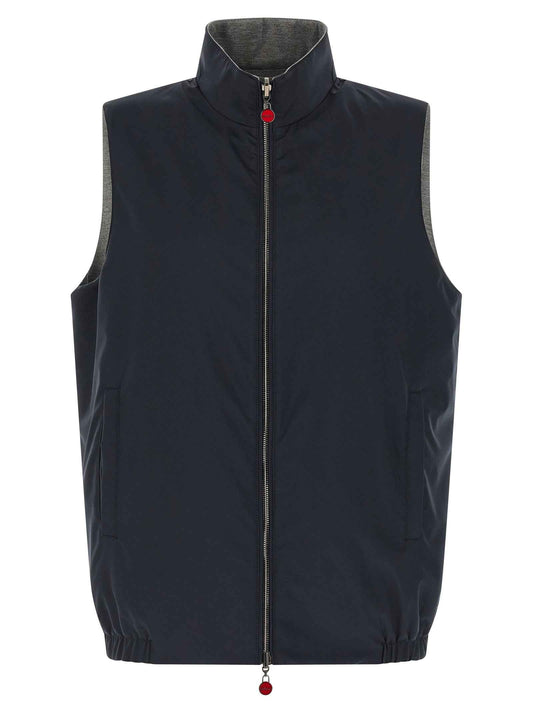 Blue Cotton Sleeveless Jacket
