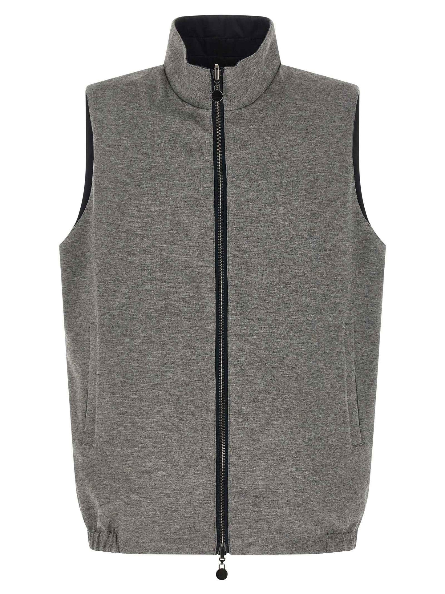 Blue Cotton Sleeveless Jacket