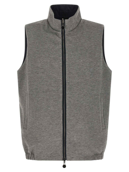 Blue Cotton Sleeveless Jacket