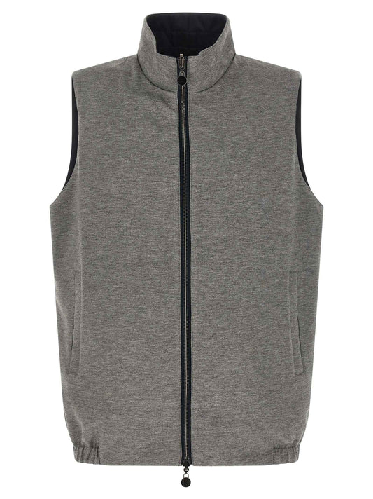 Blue Cotton Sleeveless Jacket