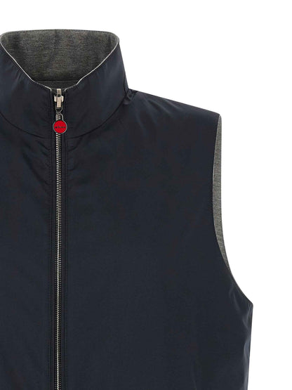 Blue Cotton Sleeveless Jacket