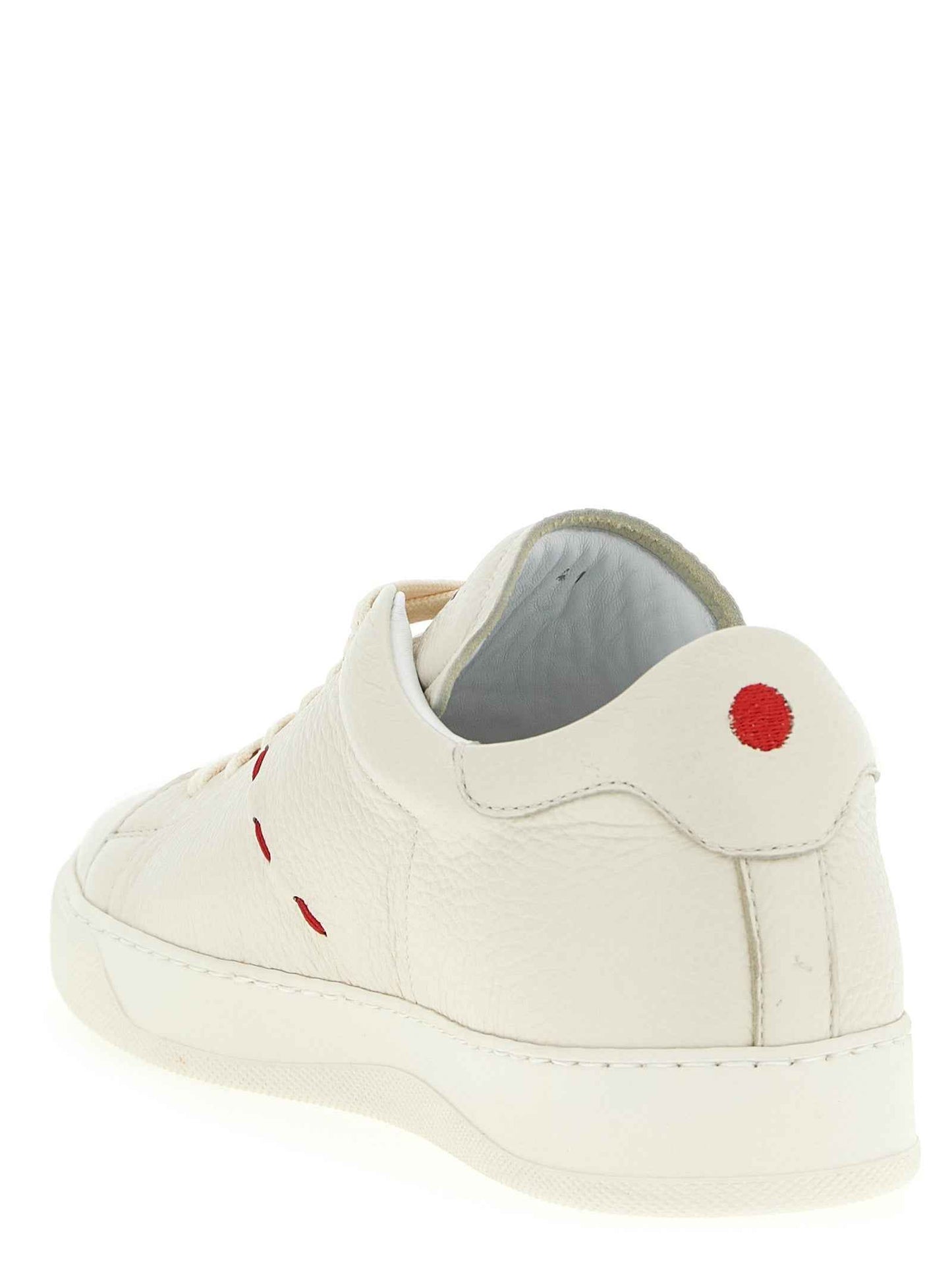 White Nubuc Leather Low Top Sneakers