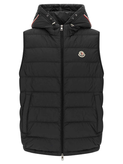 Black Polyester Sleeveless Jacket
