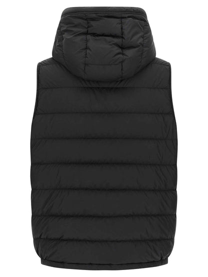 Black Polyester Sleeveless Jacket