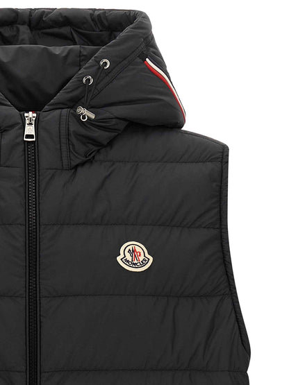 Black Polyester Sleeveless Jacket