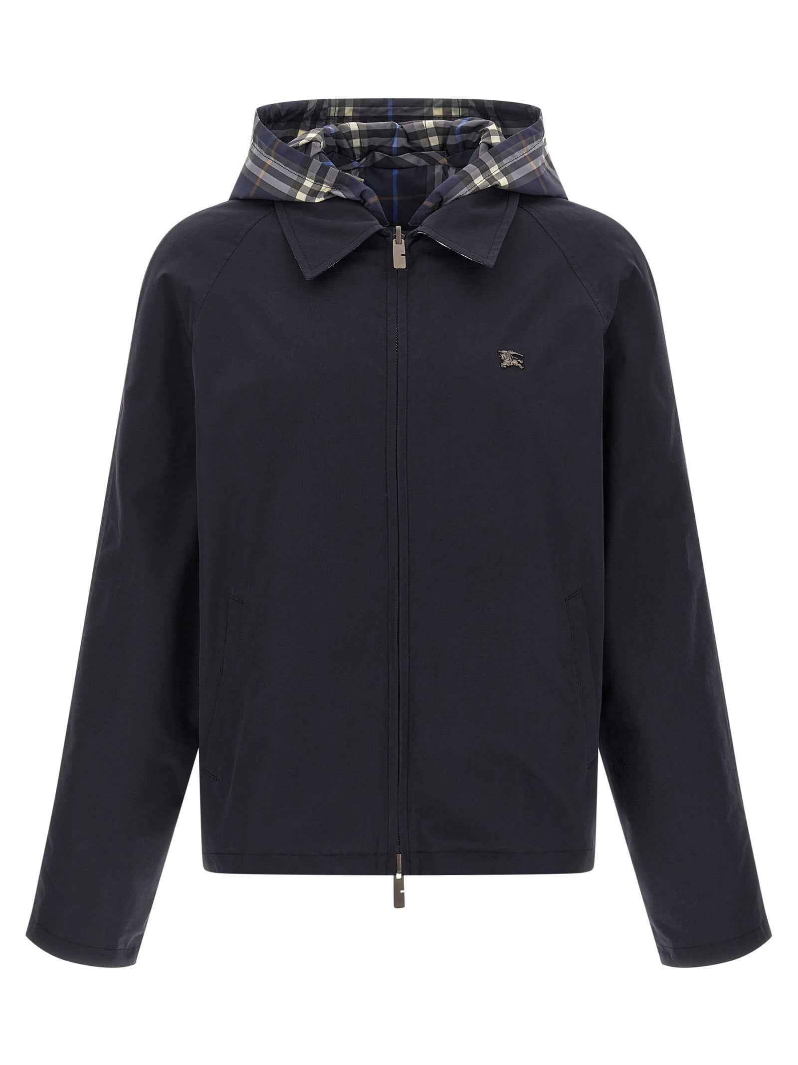 Blue Cotton Full-Length Jacket