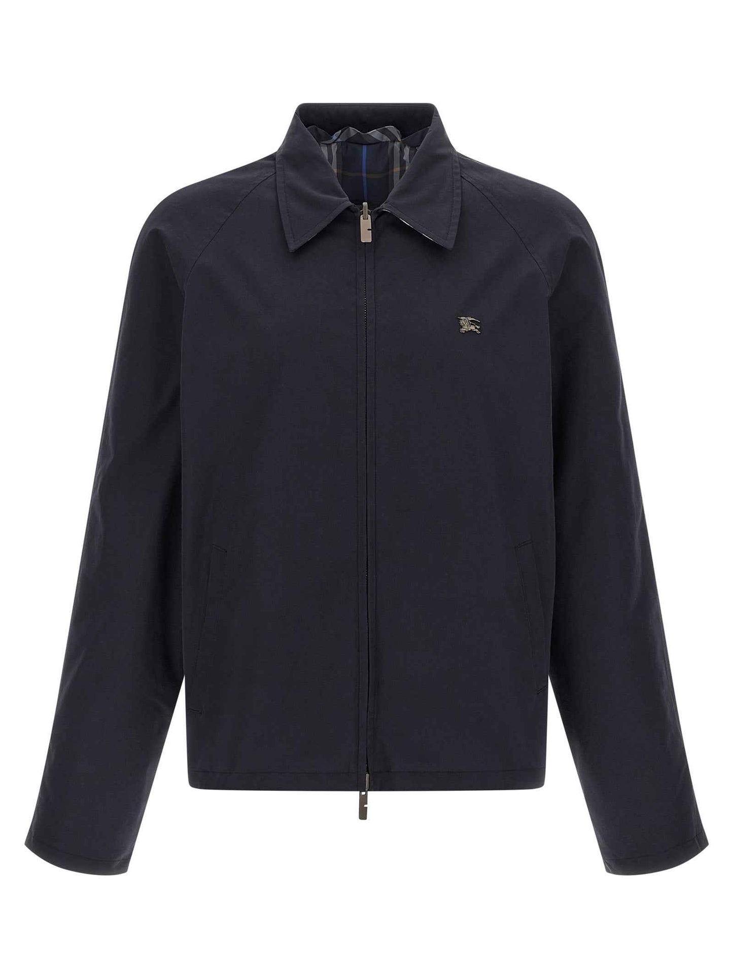 Blue Cotton Full-Length Jacket
