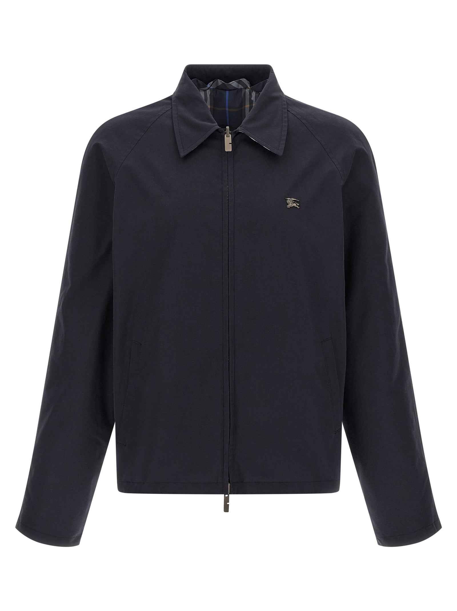 Blue Cotton Full-Length Jacket