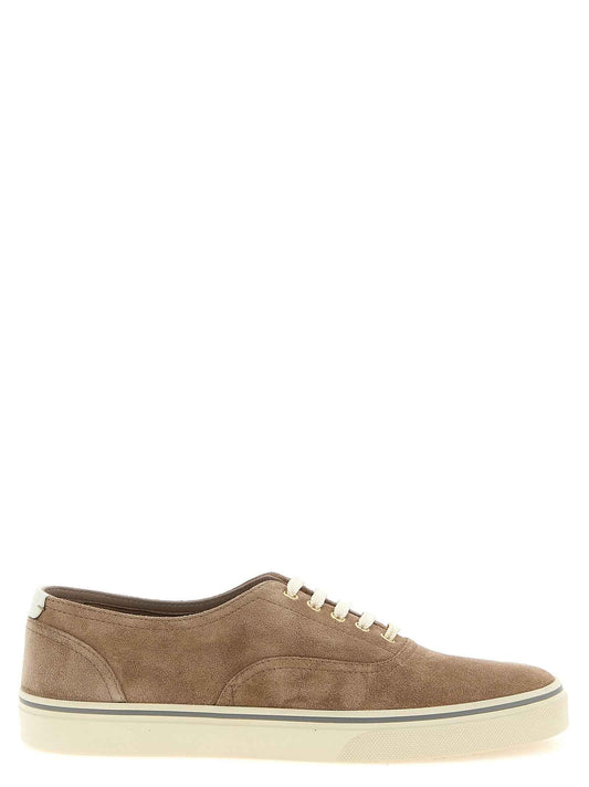 Beige Calfskin Low Top Sneakers