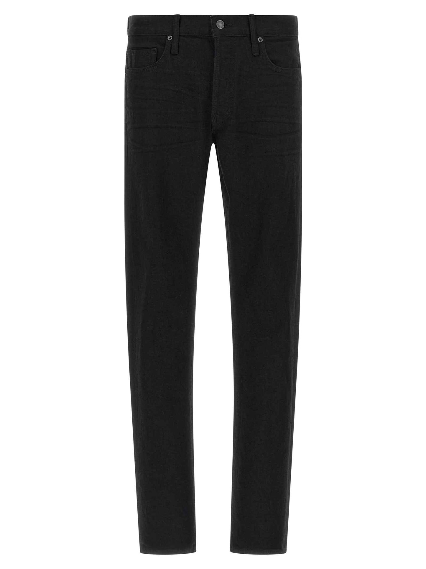 Black Cotton Straight-Leg Jeans