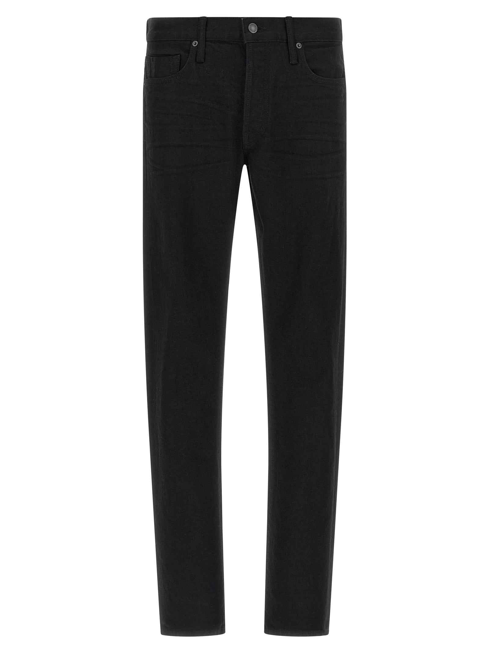 Black Cotton Straight-Leg Jeans