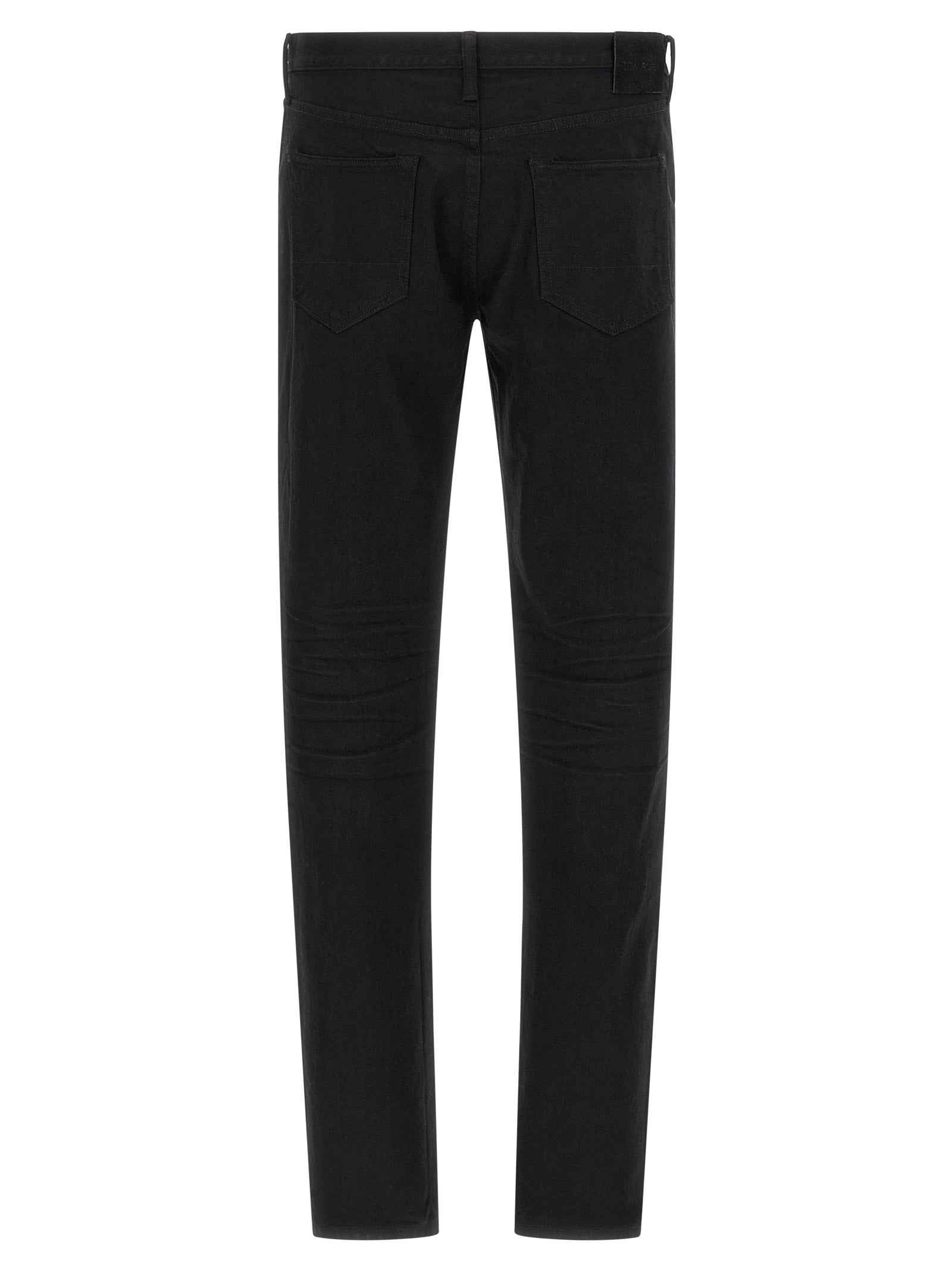 Black Cotton Straight-Leg Jeans