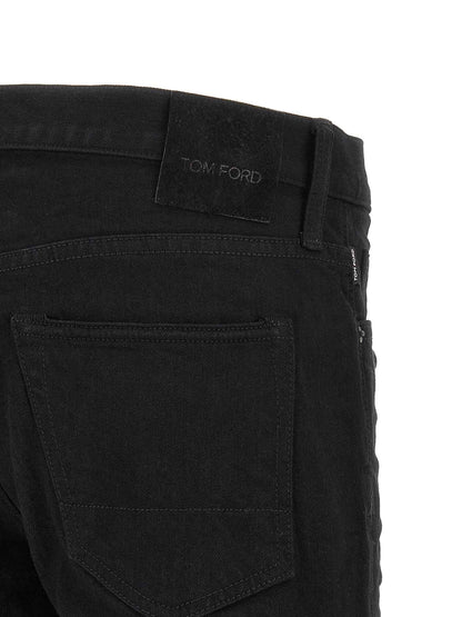 Black Cotton Straight-Leg Jeans